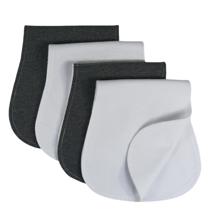 Arnzion Baby Burp Cloths Baby Burp Set Curved Absorbent and Soft Valuable 4 Pack (Grey White) - Image 1